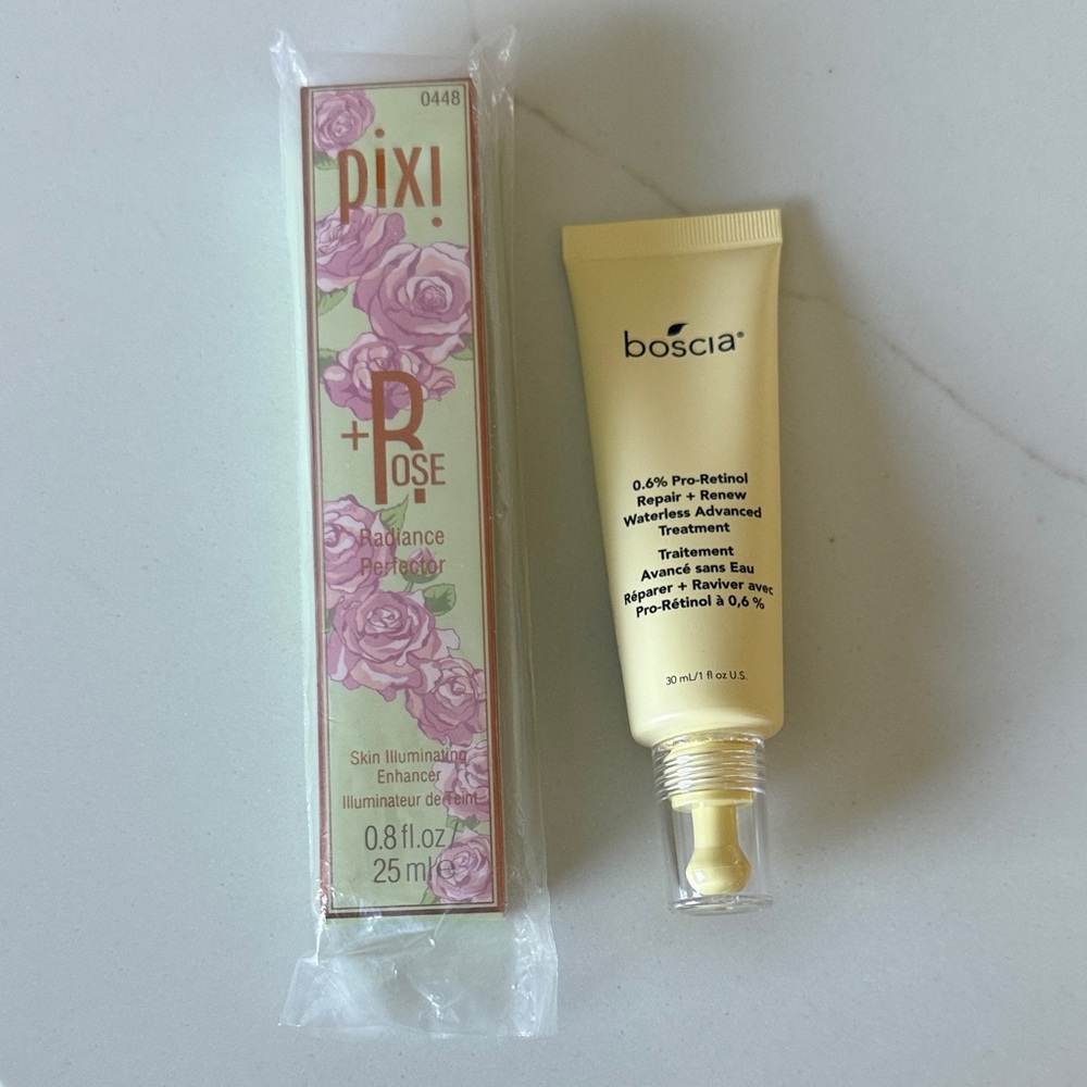 Pixi +Rose Radiance Perfector with Cream Hue 
Boscia Pro Retinol 2/$28